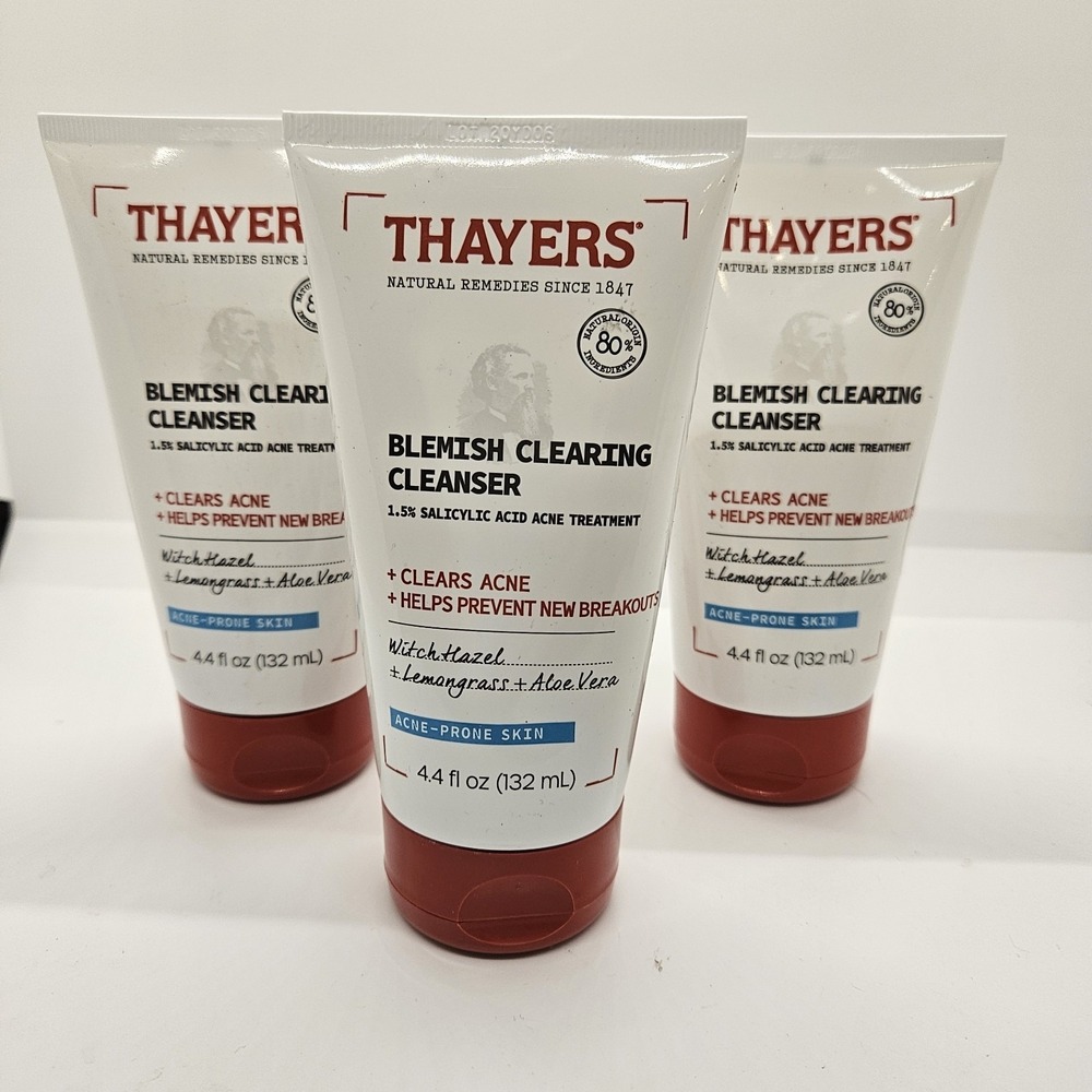 Thayers Blemish Clearing Cleanser 4.4oz Salicylic Acid Acne Lot of‎ 3 EXP 08/26